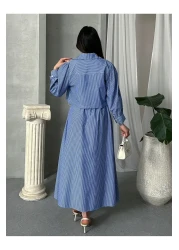 MD trend فستان بوليرو مخطط للسيدات - طقم مكون من قطعتين