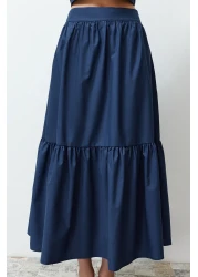  Collection Indigo Cotton Maxi Skirt - Flared Woven, TWOSS24ET00059
