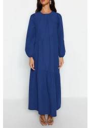  Modest Saks Gather Detailed Wide Fit Cotton Woven Dress TCTSS21EL3470