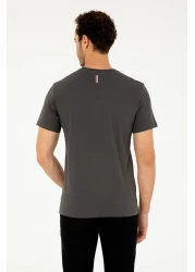 U.S. Polo Assn. تي شيرت رجالي ذو قصة عادية وياقة دائرية من أنثراسايت 50294329 -vr006