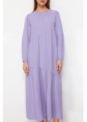  Modest Lilac Gather Detailed Cotton Wide Fit Woven Dress TCTSS21EL3470