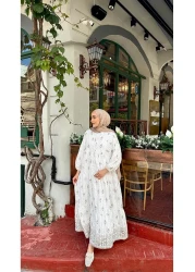 LOCCO Women's Bouquet Patterned Dress White