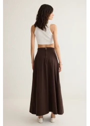  Collection Brown Flounce Maxi Denim Skirt Twoss25Et00005