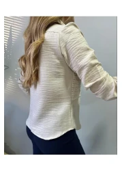 jöns since 1997 Women's Front Guipure Vest Design Stone Linen Shirt