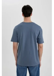 Defacto تي شيرت بأكمام قصيرة مطبوع برقبة دائرية C2080AX24SM