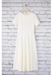  Collection White Skirt Waist Opening Lined Midi Woven Dress Twoss25El00790