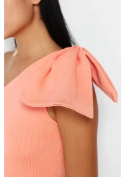  Collection Single Sleeve Bow Orange Knitwear Blouse - TPRSS22BZ0166