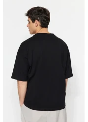  Collection Oversize Black Cotton Minimal T-Shirt - TMNSS23TS00084