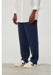 NOMARC كتان أزرق داكن - بنطلون فضفاض