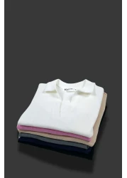 Mood Lab تي شيرت نسائي قصير الأكمام بياقة بولو مكون من قطعتين