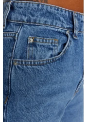  Collection بنطلون جينز أزرق عالي الخصر وواسع الساق TWOAW24JE00074