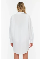  Collection قميص شاطئ منسوج باللون الأبيض موديل TBESS22GO0664