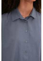  Collection Anthracite Loose Fit Cotton Woven Shirt TWOAW20GO0107