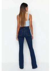  Collection Dark Blue Super High Waist Flare Jeans TWOSS23JE00064