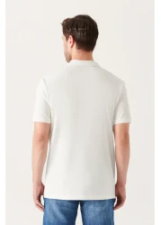 Avva تي شيرت رجالي أبيض 100% قطن يحافظ على البرودة بياقة بولو E 001004