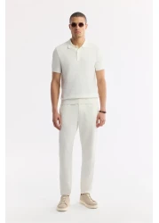 Avva تي شيرت رجالي منسوج بياقة بولو وقصة عادية من Ecru B005120