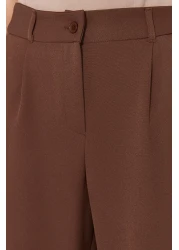  Collection High Waist Wide Leg Dark Brown Pleated Pants - Twoaw21Pl0076