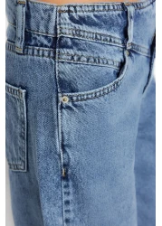  Collection Dark Blue Waist Detailed High Waist Wide Leg Jeans TWOSS21JE0385