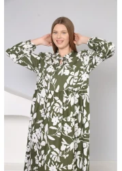 mervemoda قماش قطني منسوج - فستان صيفي نسائي بأكمام طويلة