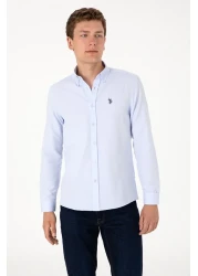 U.S. Polo Assn. قميص أساسي بأكمام طويلة باللون الأزرق الفاتح للرجال 50306338 -VR003