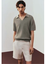 H&M Regular Fit Textured-knit Polo Shirt