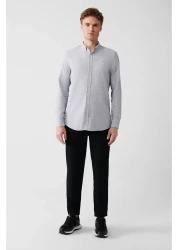 Avva Men's Black Easy-Iron Buttoned Collar Dobby Shirt A31Y2064