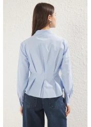  Collection Light Blue Fitted/Waist Sitting Woven Shirt Twoaw24Go00186