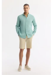 Avva Men's Mint Green Comfort Fit 100% Linen Button Collar Shirt B002191