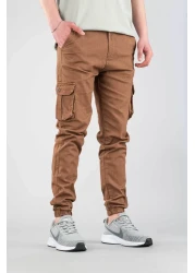 bombe Men's Brown Trousers Cargo Silim Fit