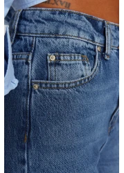  Collection جينز أمي عالي الخصر باللون الأزرق الداكن TWOAW24JE00076