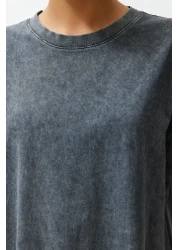  Collection فستان محبوك أنثراسايت مغسول/تأثير شاحب/مستقيم TWOSS24EL00126