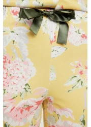  Collection Floral Patterned Yellow Cotton Sleepwear Set - Shirt and Pants THMSS20PT0063