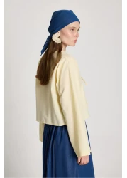 minaaise بلوزة بوبلين صفراء برباط أمامي للسيدات 29085