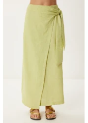 Happiness İstanbul Women's Pistachio Green Linen Shirt Skirt Suit Fn03475