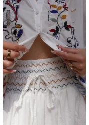 Lavanta Tekstil طقم تنورة قميص مطرزة