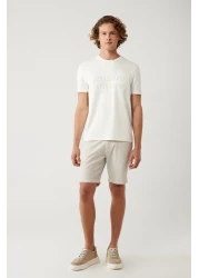 Avva Men's White Crew Neck Printed Interlock T-Shirt A41Y1006