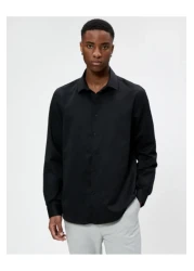 Koton Sports Shirt Slim Fit Classic Collar Long Sleeve Non Iron