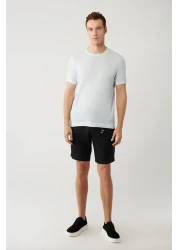 Avva Men's Light Blue Crew Neck Garment Dyed T-Shirt A41Y5074