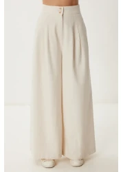 Happiness İstanbul Women's Cream Linen Vest Pants Suit No00020