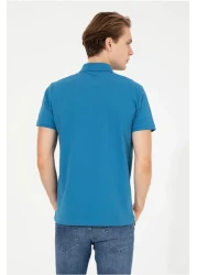 U.S. Polo Assn. تيشيرت رجالي بياقة بولو بنزين