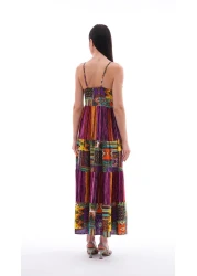 Şimal Women's Ethnic Patterned Rope Strap Long Dress 250215 -