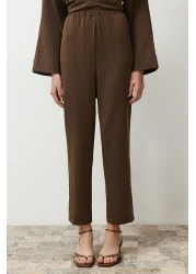  Modest Brown Collar Detailed Woven Bottom Top Suit Tctss24Us00055