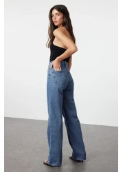  Collection جينز أزرق عالي الخصر بأرجل واسعة TWOSS23JE00068