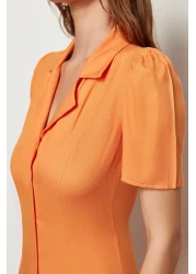  Collection Orange Midi Woven Shirt Dress TWOSS24EL00448