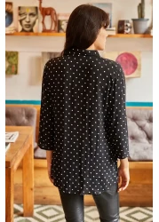 Olalook قميص نسائي منقط بأكمام سوداء GML-19000348