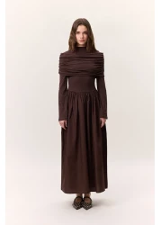 Manuka Brown Long Dress Wide Etelik