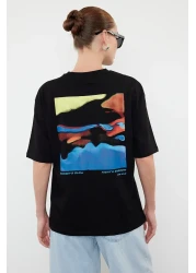  Collection Black Premium Comfortable Fit - 100% Cotton Printed T-Shirt TWOSS24TS00172