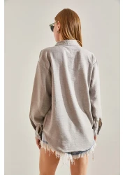 Bianco Lucci Women's Embroidered Linen Shirt