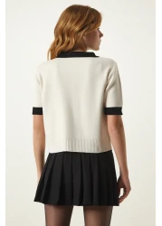 Happiness İstanbul Women's Cream Polo Neck Knitwear Blouse YY00197