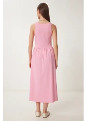 Happiness İstanbul Women's Pink Halter Neck Basic Summer Knitted Dress Cr00474